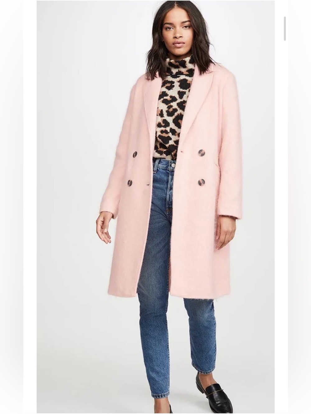 Cupcakes & Cashmere Woven Pink Double-Breasted Women's Coat